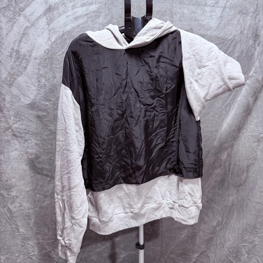 Nova Men Black Gray Colorblock Hoodie "Nothing Impossible" Graphic‎ Size L
